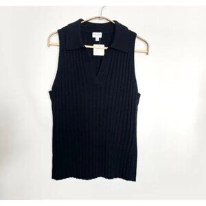 Club Monaco Women’s L Large Cashmere Johnny Collar Tank Black